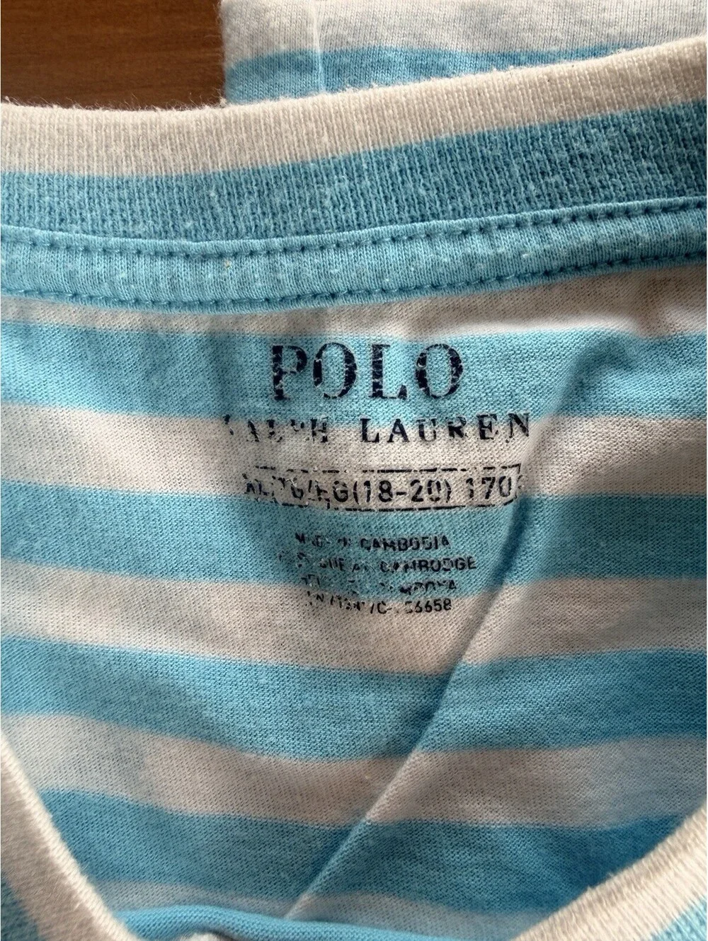 Polo Ralph Lauren Boys XL (18-20) Short Sleeve T-Shirt Blue Stripes